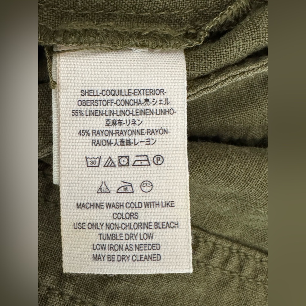 Free People Linen Blend Olive Utility Short Overalls XS Adjustable Straps - Picture 7 of 9